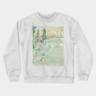 The Spanish Stairs, Rome by Childe Hassam Crewneck Sweatshirt